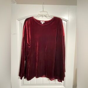 J. Jill Red Velveteen Top